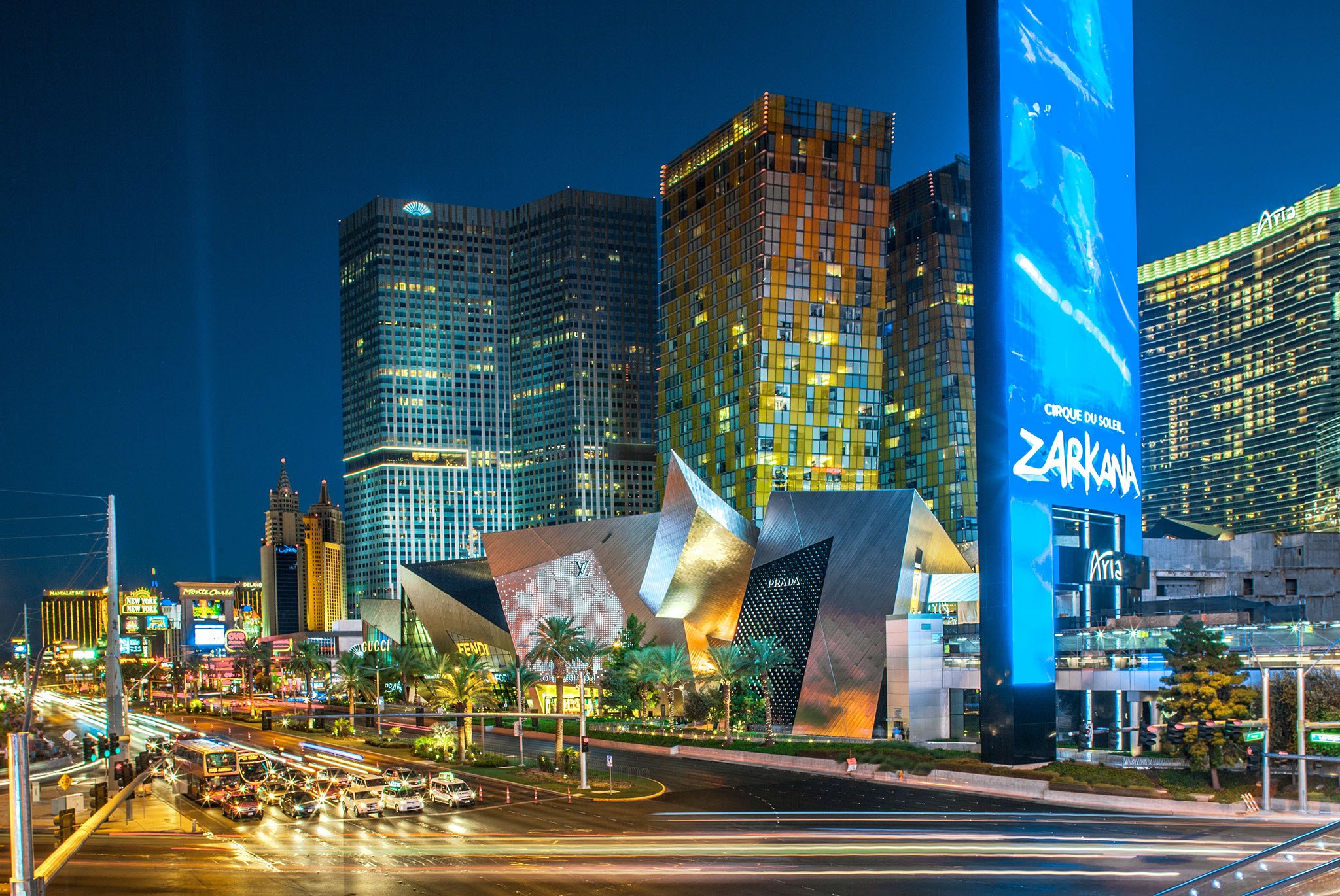 Front view of shopping mall on the Las Vegas strip