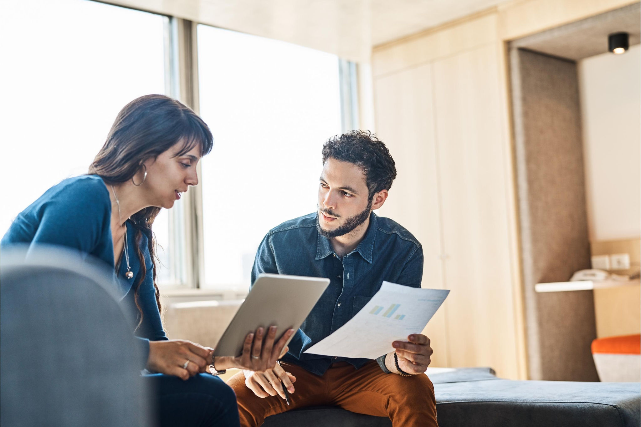 Two colleagues working on a project  