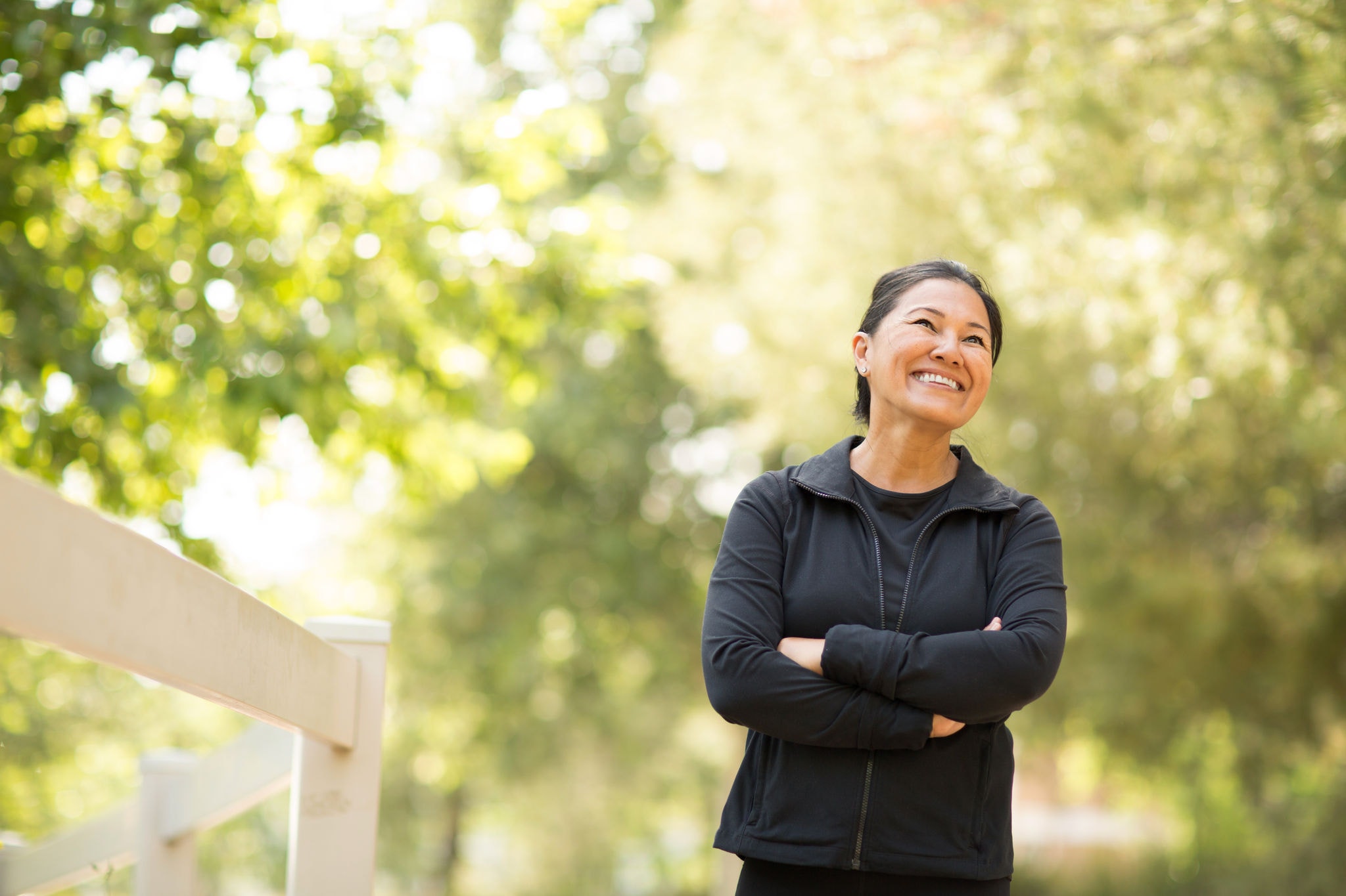 Retired woman exercising outdoors